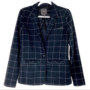 Joie Black Leather Trim Wool Jacket Blazer